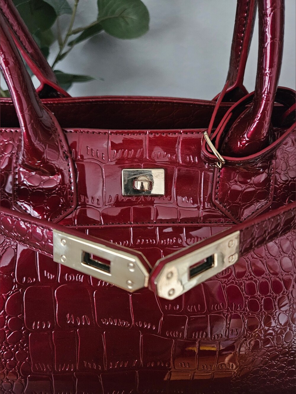 NWOT Stauer Vintage Glam Style Crocodile-Embossed Faux-leather Satchel Handhag. - Picture 7 of 12